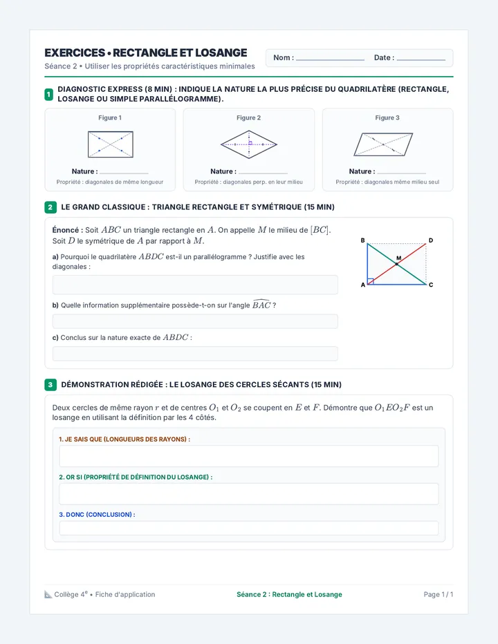 Rectangle Losange Exercices Entraînement