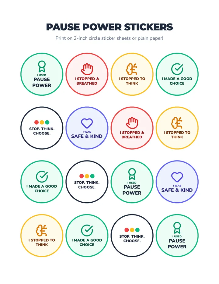 Pause Power Stickers