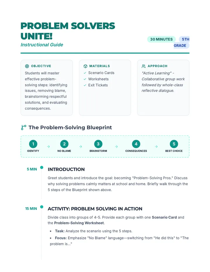 Problem Solvers Unite Lesson Plan