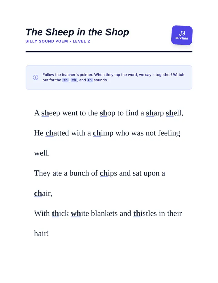 Silly Sound Poem Handout