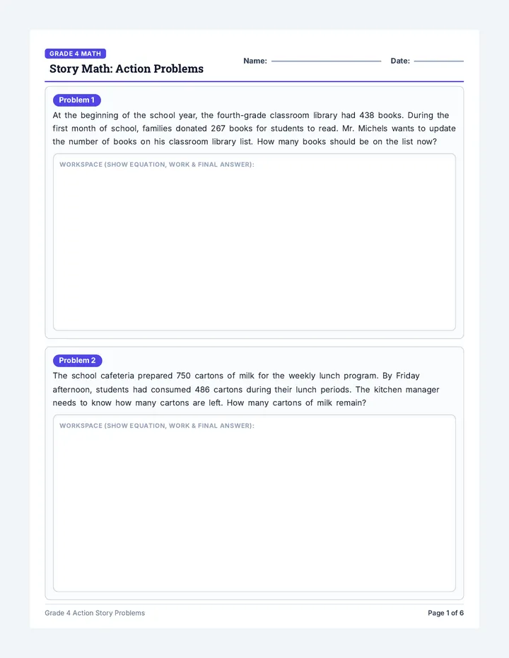 Story Math Action Packet