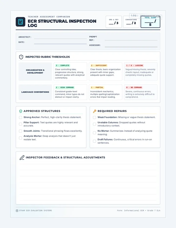 ECR Inspector Rubric Sheet