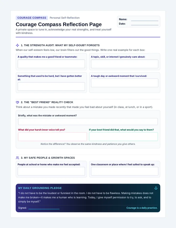 Courage Compass Reflection Page
