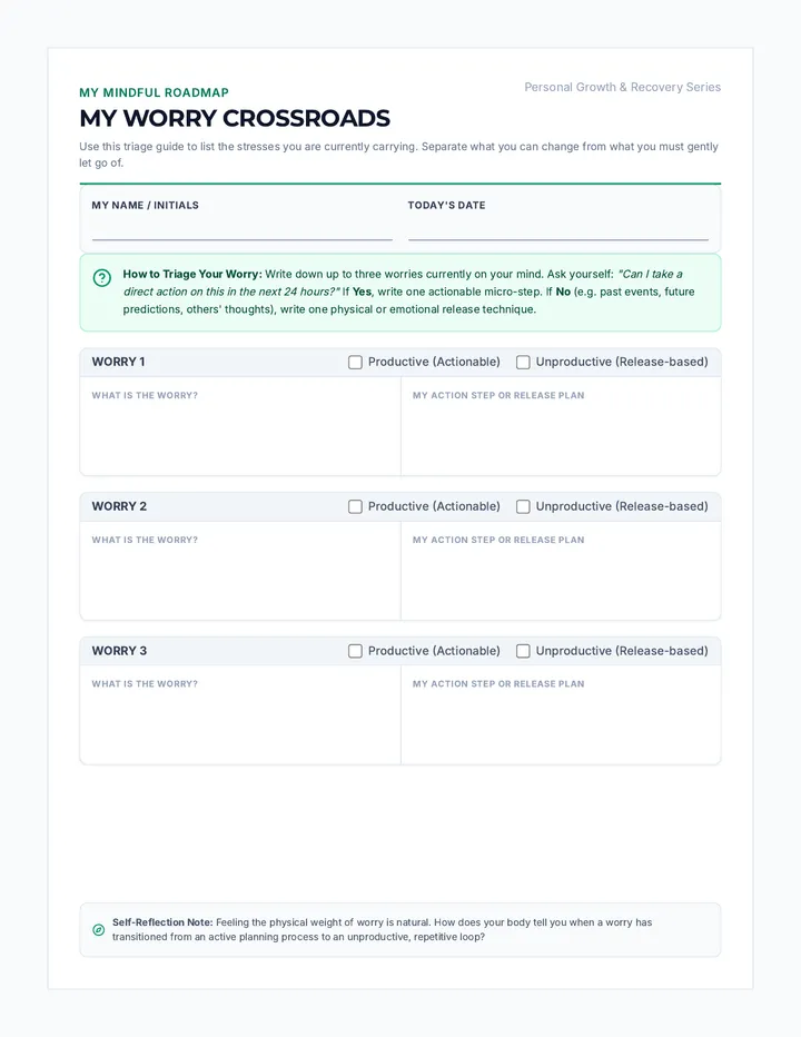 Worry Crossroads Workbook