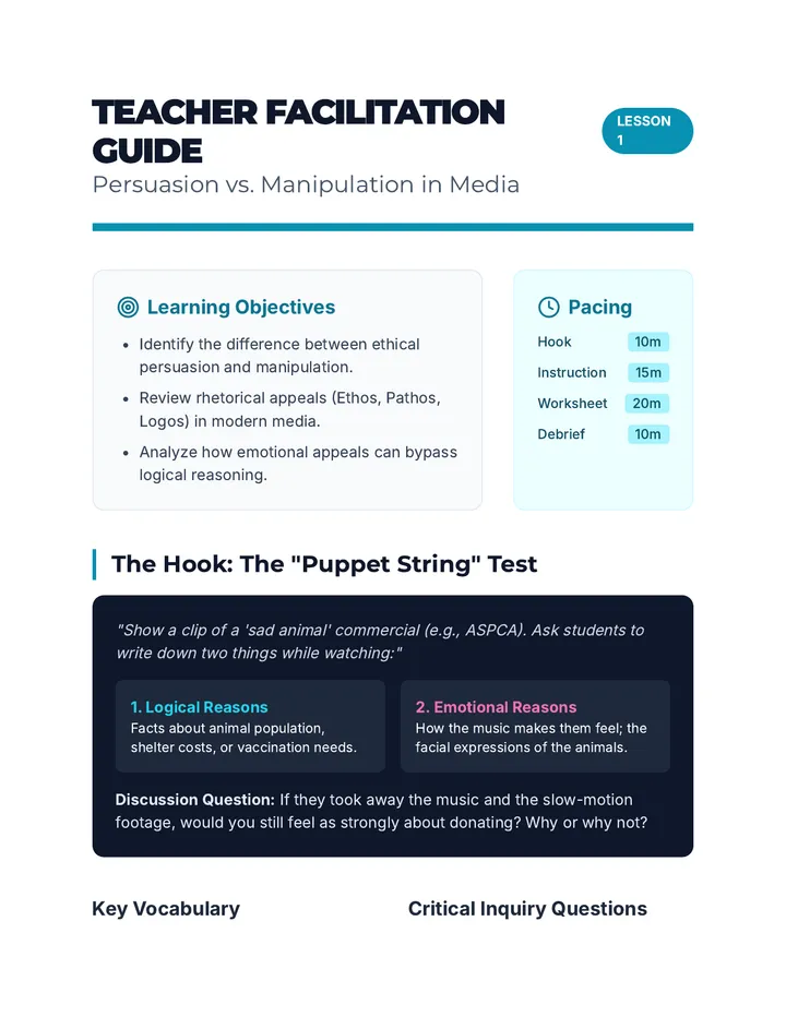 Persuasion vs Manipulation Teacher Guide