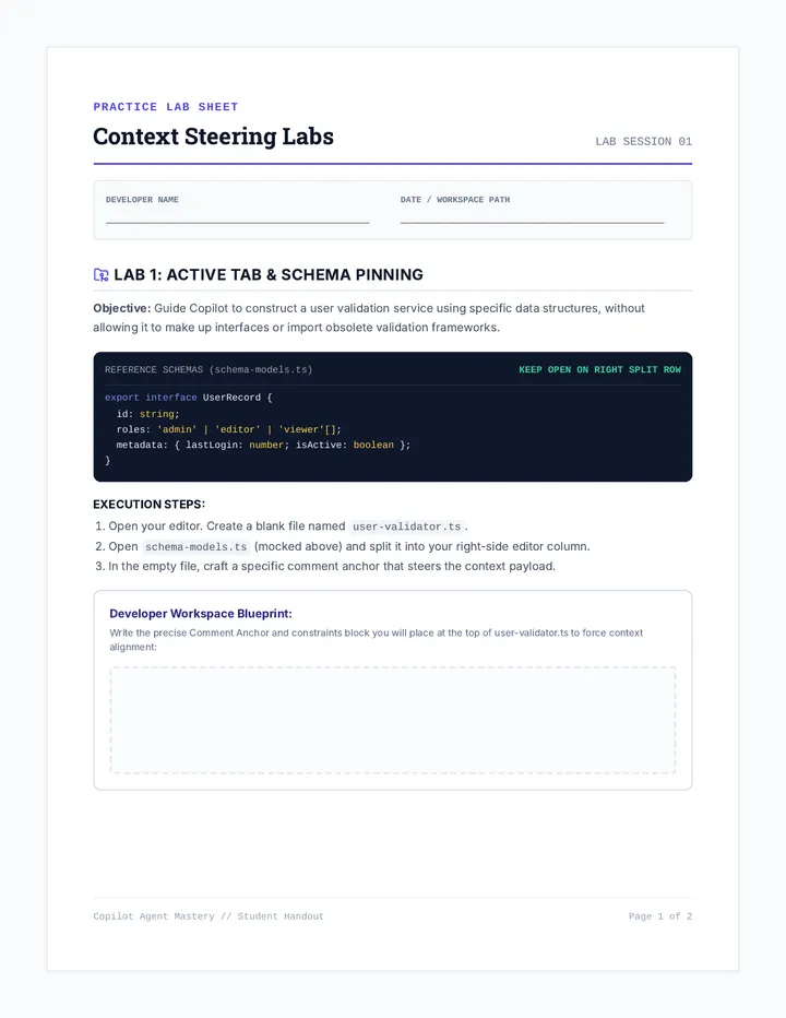 Context Steering Practice Lab Sheets