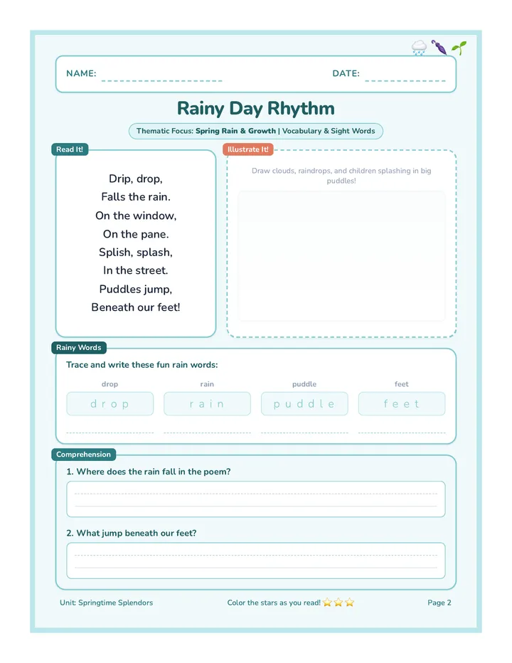 Rainy Day Rhythm Worksheet