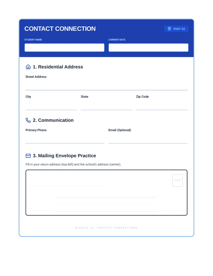 Contact Connection Worksheet