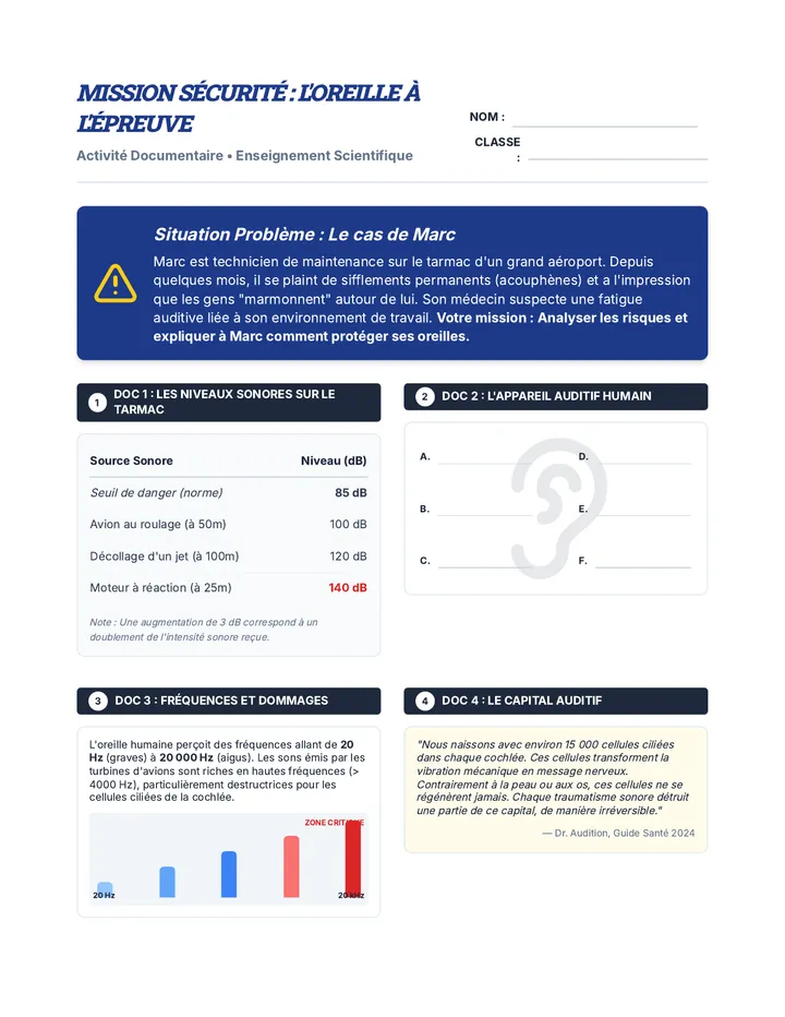 Mission Sécurité Worksheet