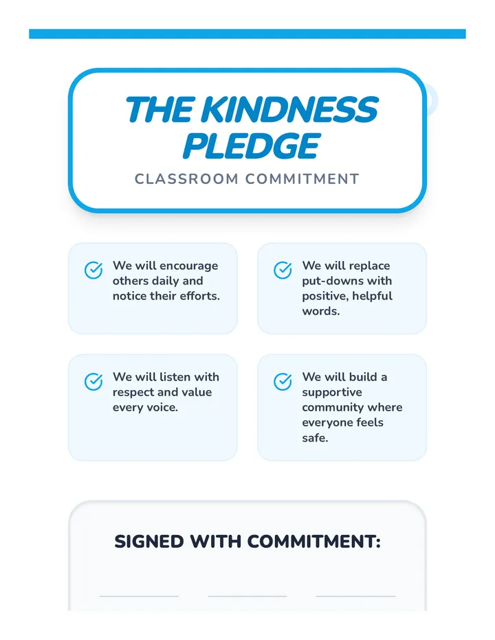Kindness Pledge Poster Activity