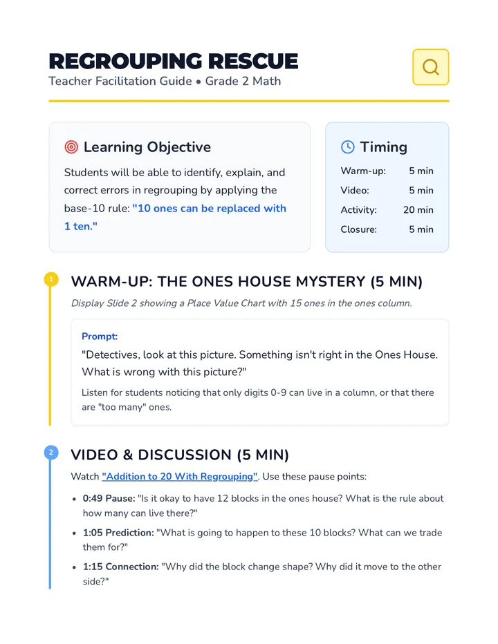 Regrouping Rescue Teacher Guide