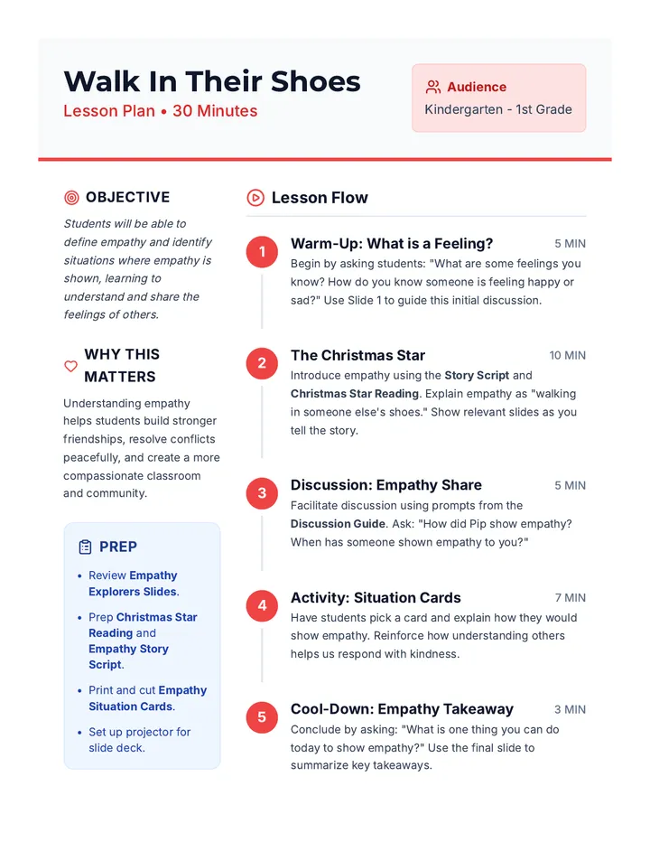 Walk In Their Shoes Lesson Plan