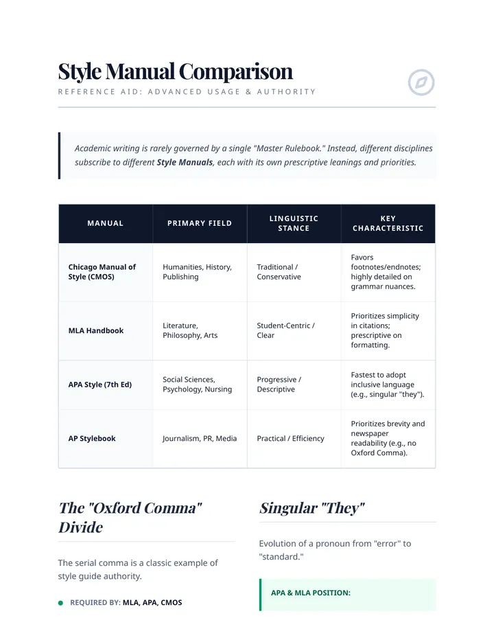 Style Guide Comparison Chart