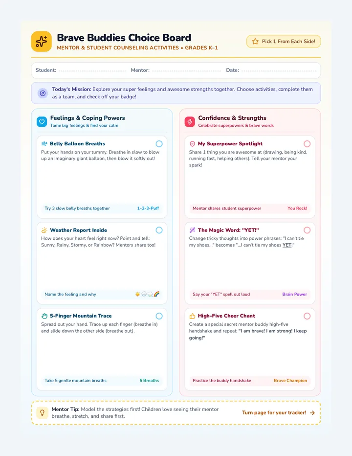 Brave Buddies Choice Board