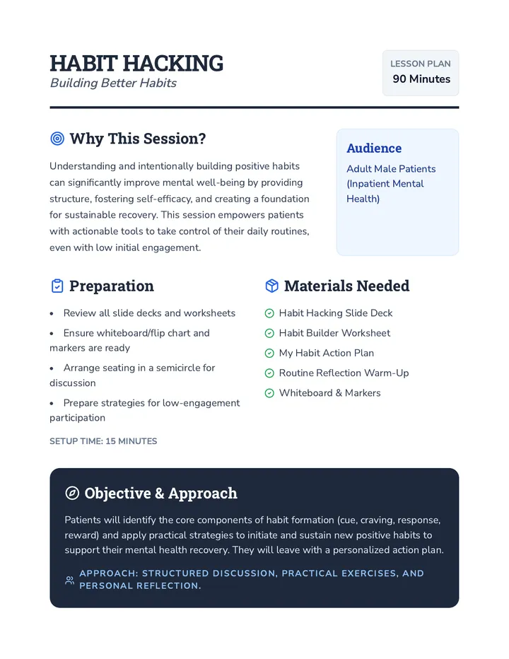 Habit Hacking Lesson Plan