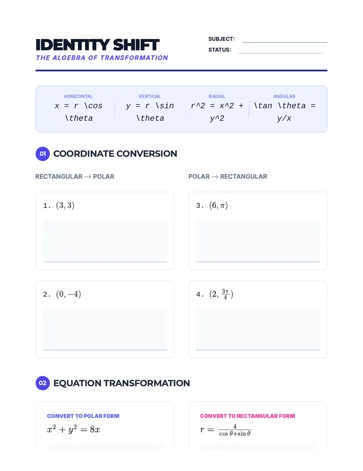 Identity Shift Worksheet