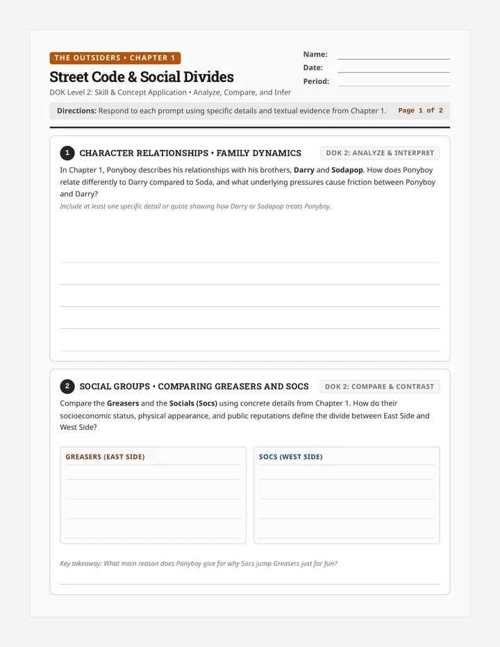 Street Code Worksheet