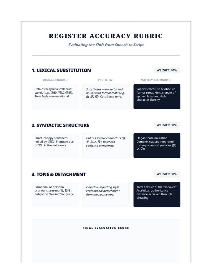Register Accuracy Rubric