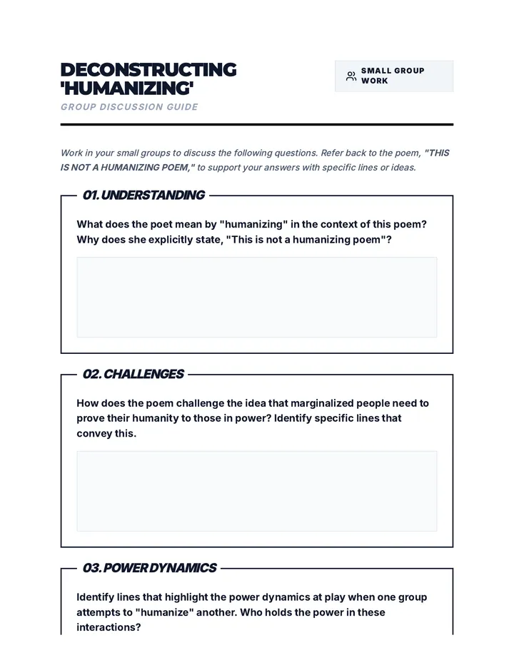 Deconstructing Humanizing Discussion Guide