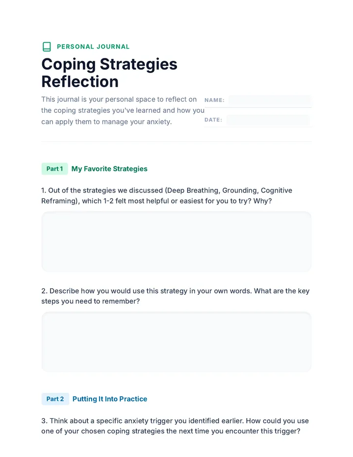 Coping Strategies Reflection Journal