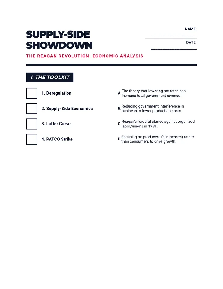 Supply Side Showdown Worksheet