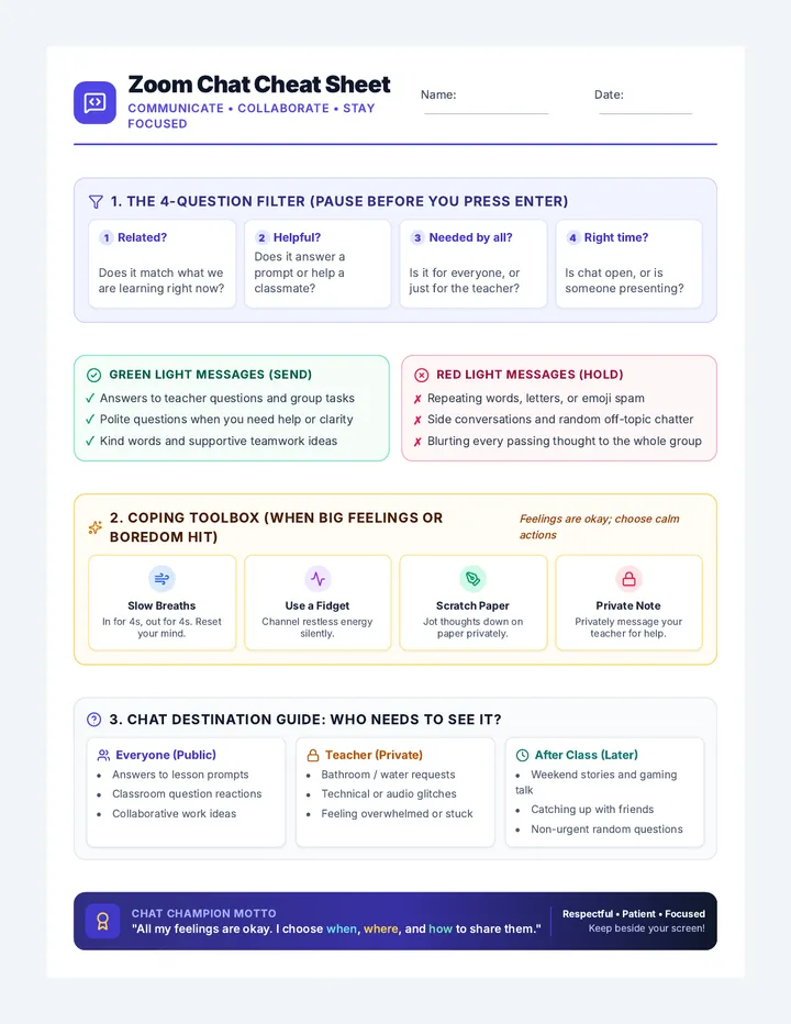 Chat Champions Cheat Sheet