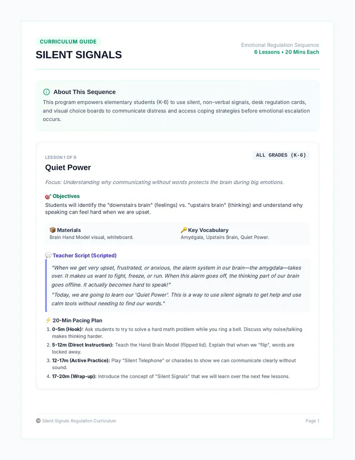 Silent Signals Lesson Cards
