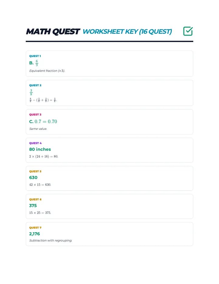 Math Quest Worksheet Key Plus V2