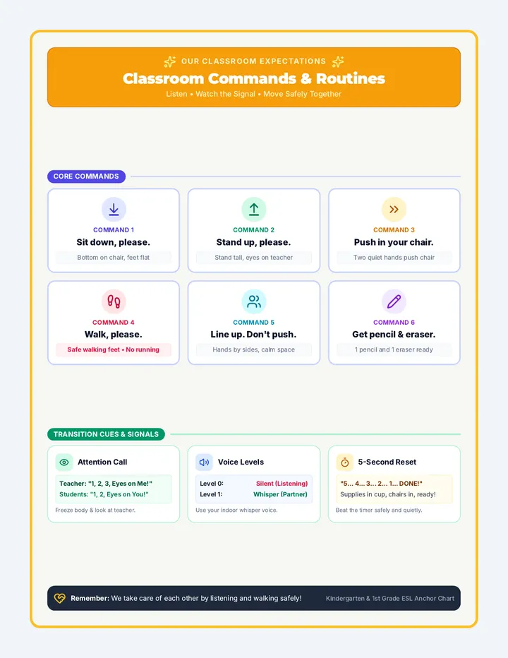 Classroom Commands Anchor Chart