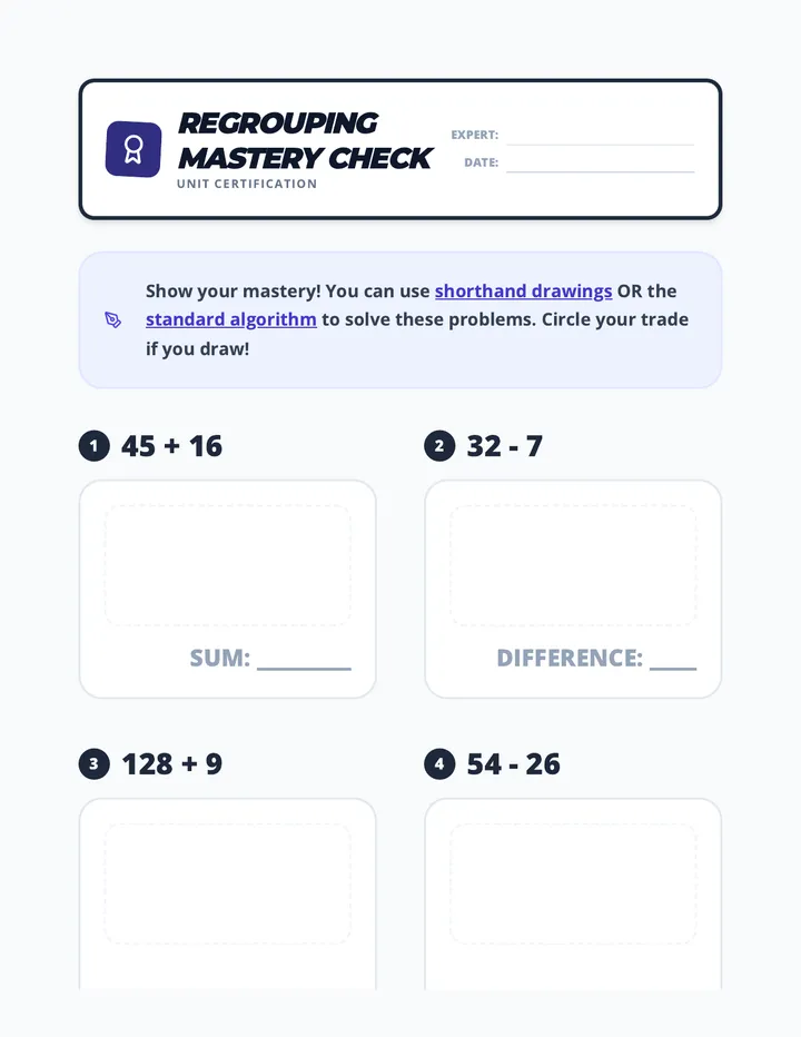Regrouping Mastery Assessment