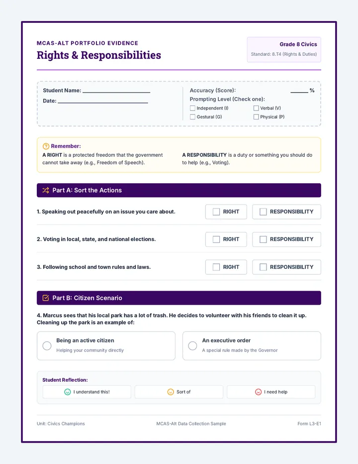 Rights and Responsibilities Portfolio Worksheet