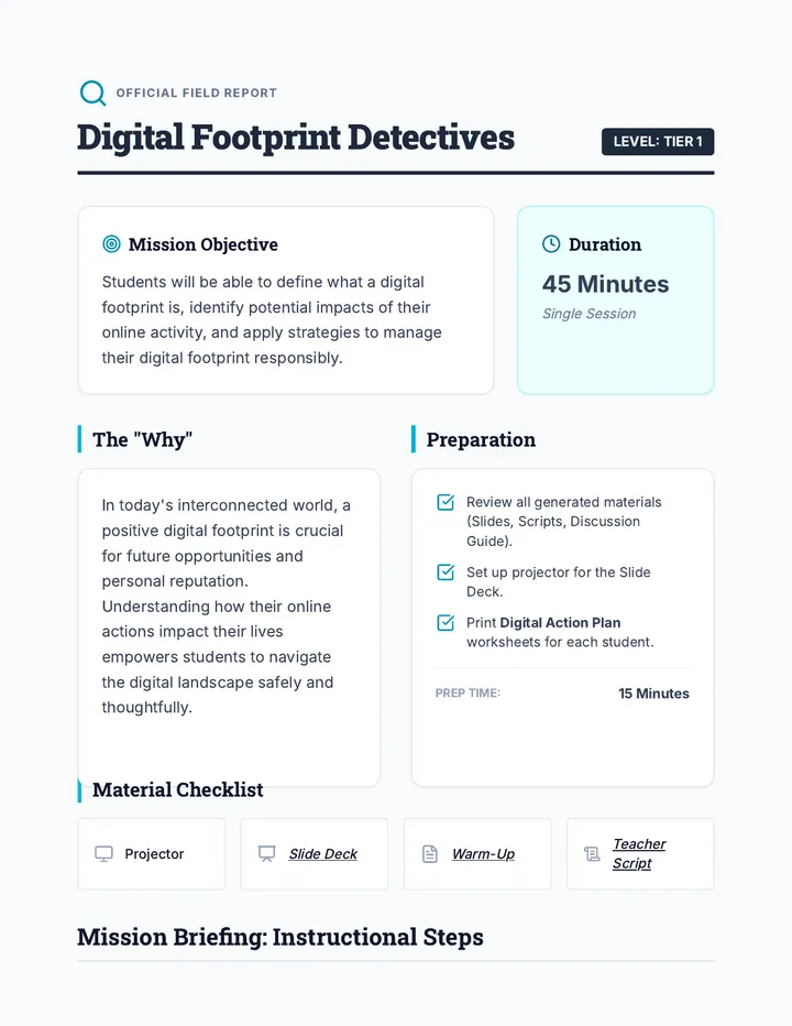 Digital Footprint Lesson Plan