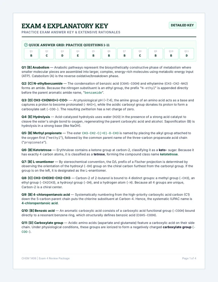 Explanatory Rationales Key