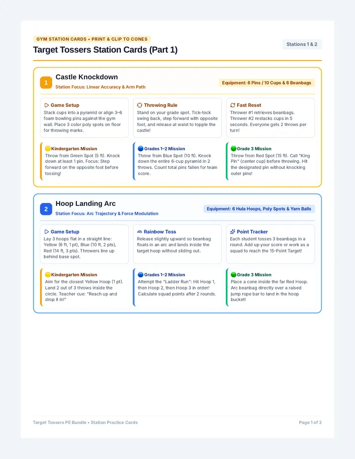 Target Tossers Task Cards