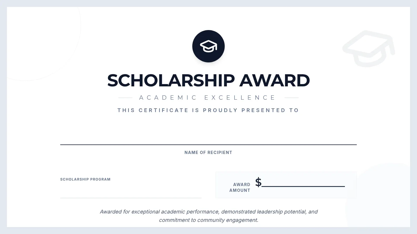 Scholarship Excellence Certificate