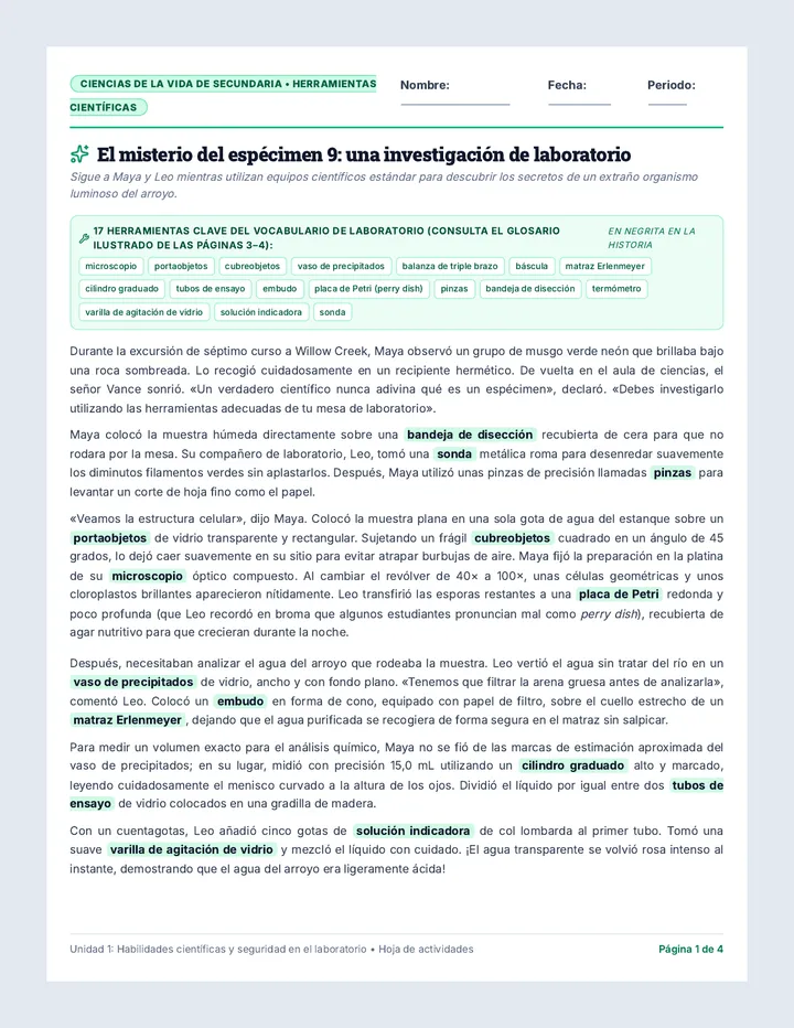 Mystery Specimen Story Handout