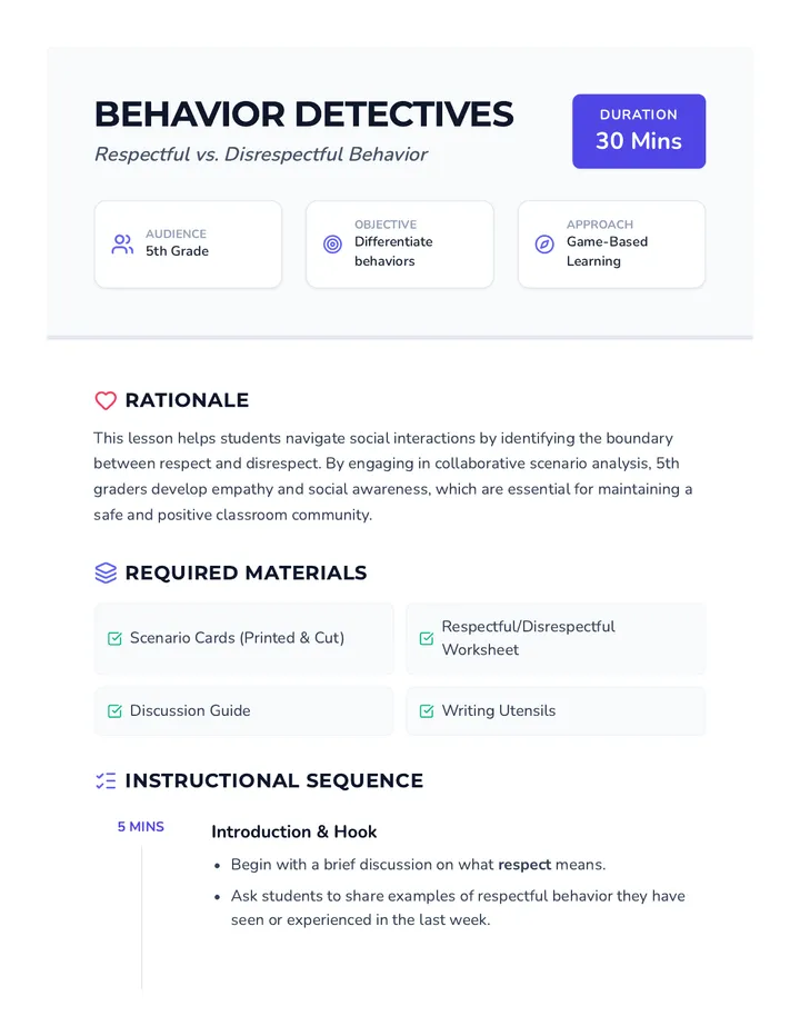 Deportment Lessons Respectful vs Disrespectful Behavior • Lesson • Lenny.com