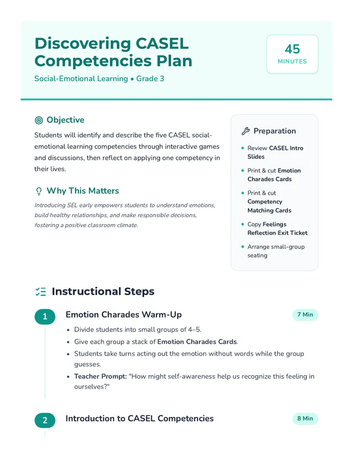 Discovering CASEL Competencies Plan
