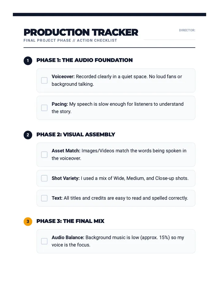 Production Tracker Checklist