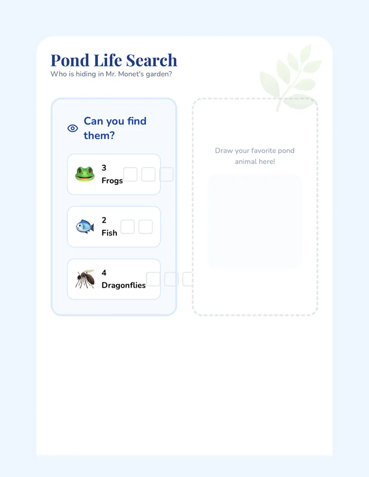 Pond Life Explorer Worksheet