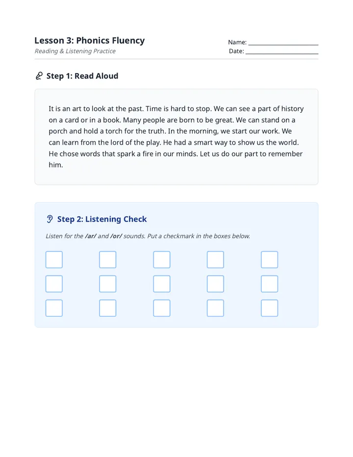 Fluency Practice Handout L3