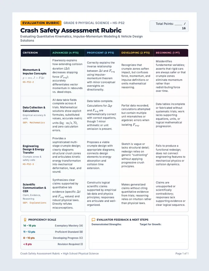 Crash Safety Assessment Rubric
