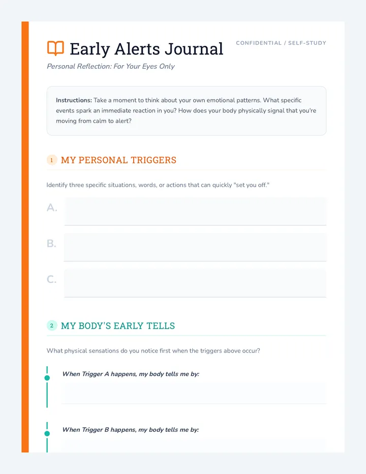 My Body's Early Alerts Journal Worksheet