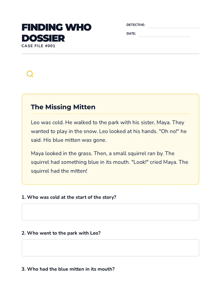 Finding Who Dossier Student Worksheet
