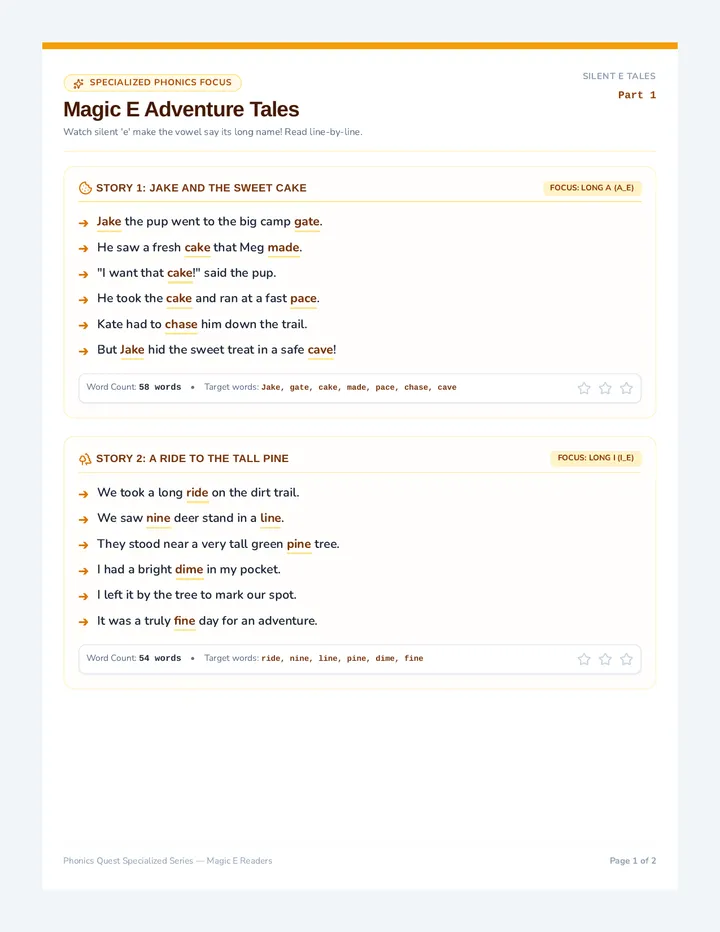 Silent E Adventure Stories
