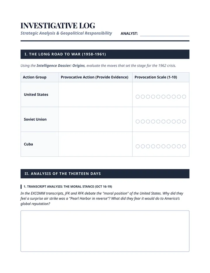 Crisis Investigation Log Worksheet