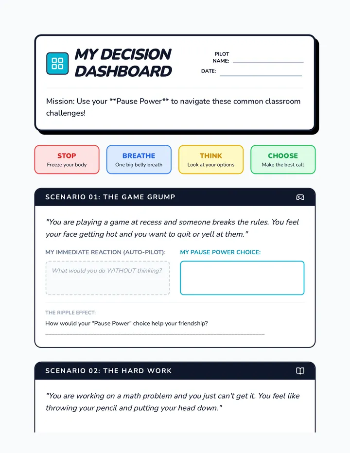 Decision Dashboard Worksheet