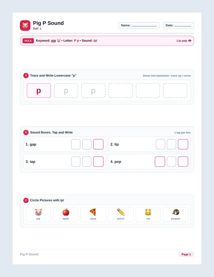 Pig P Worksheet