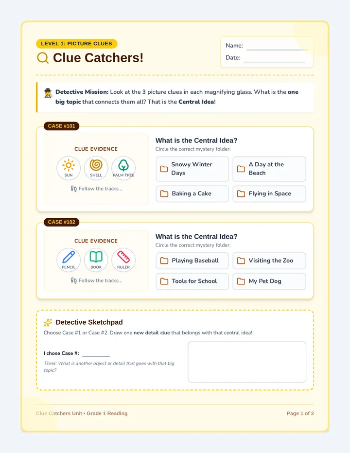 Clue Catchers Practice Sheets