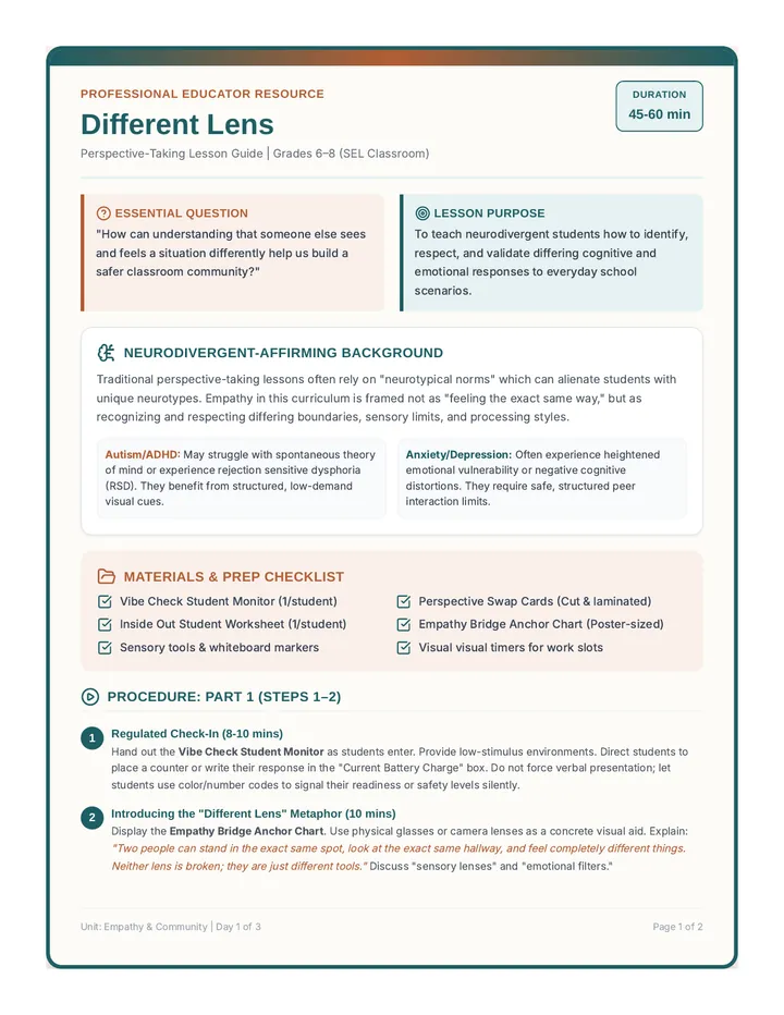Different Lens Teacher Guide